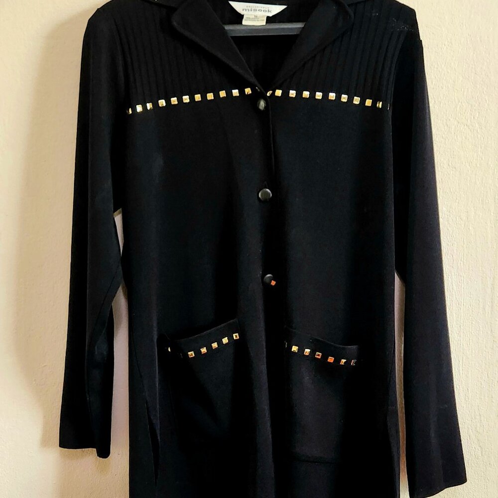 Vintage Women Misook - Full Sleeve Buttoned Cardigan/Top - Black - Size Medium